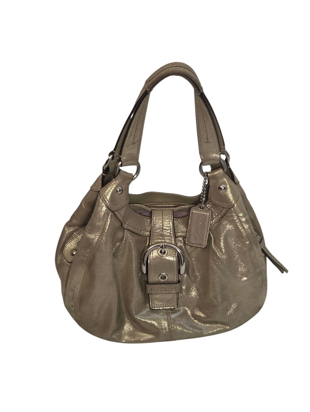 Vintage Y2K Coach Soho Lynn Hobo Bag Shimmery Metallic Champagne Leathe